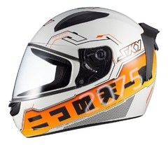 Capacete Moto Two Sorah Branco Brilho Laranja