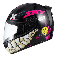 Capacete Feminino Sky Chaos Preto/Rosa