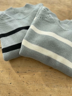 Maxi sweater Líneas Gris negro - comprar online