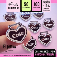 DIJES CORAZÓN C/RANURA ACRILICO ESPEJO