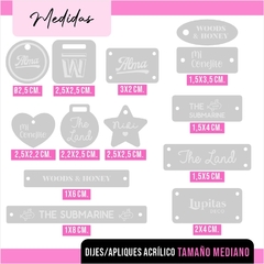 DIJES/APLIQUES ACRILICO TAMAÑO MEDIANO - comprar online