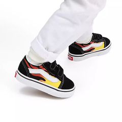 TENIS VANS TD OLD SKOOL V (FLAME) BLACK/BLACK/TRU WHTITE | VN0A344KPHN na internet