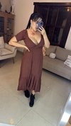 Vestido Transpassado Marrom