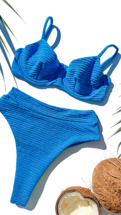 Biquini Melissa Azul Enseada Duna Stripe Hot Pants - loja online