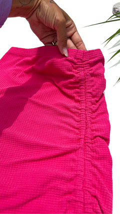 Saia Franzida Rosa Pink Texturizado Plac - loja online