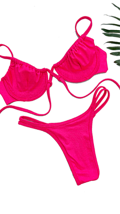 Biquini Flavia Duas Tiras Croco Beach Rosa Neon na internet