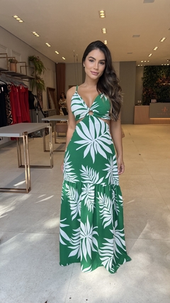 Vestido Fabíola Duna Verde Folha - Flor de Elisa moda