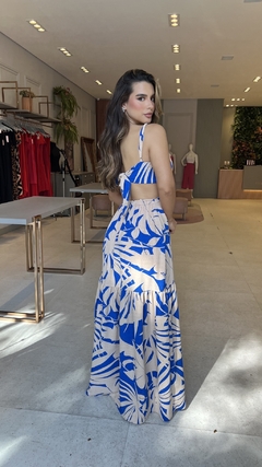 Vestido Fabíola Dunas Azul Com Bege - Flor de Elisa moda