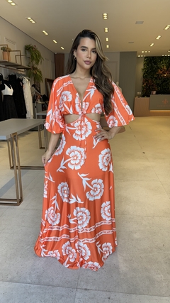 Vestido Romana Laranja Estampado na internet