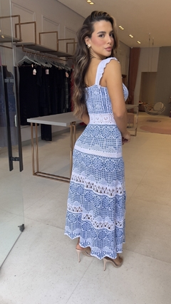 Vestido Tricot Jasmin Estampado Azul - comprar online