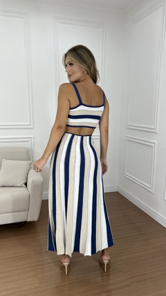 VESTIDO TRICOT VAZADO NAIANY AZUL - loja online