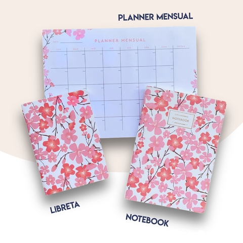 Combo SAKURA (Planner Mensual + Notebook + Libreta)