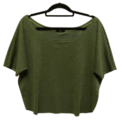 Blusa Ombro á ombro verde militar com lurex dourado - comprar online
