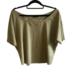 Blusa Ombro á ombro em malha listrada mescla verde militar - comprar online
