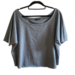 Blusa Ombro á ombro em malha listrada mescla Azul Lab - comprar online