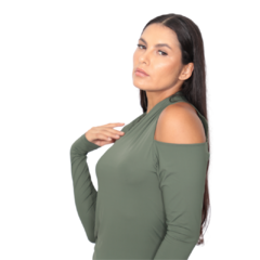 Blusa recorte ombro manga longa em malha Fluity II CO2 Control - loja online