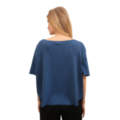 Blusa ombro á ombro azul com brilho - RP Collection