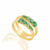 Anel Aro Duplo com Esmeraldas Assimétricas Ouro 18K
