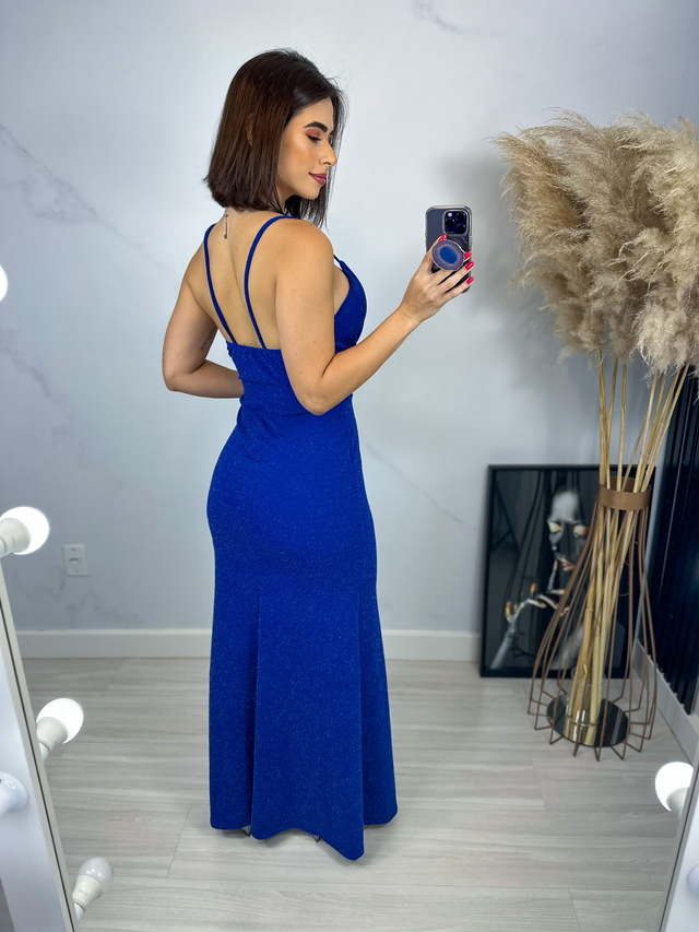Vestido azul longo simples sales
