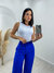 Calça Pantalona Camila em Linho - Azul Royal - comprar online