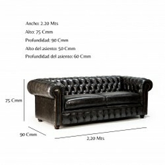Sofa Chesterfield Cuero Negro - tienda online