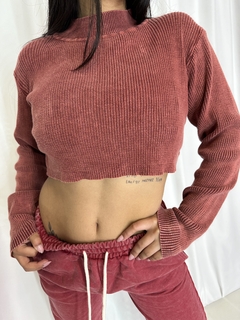 Sweater Crop Excalibur (bordo) en internet