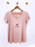 Camiseta gola "V" #HAPPINESS ROSA