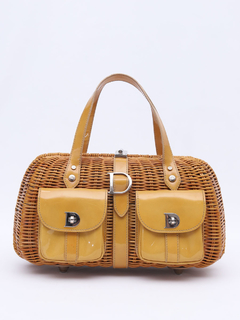 Bolsa Dior Vintage Wicker Patent Baulleto