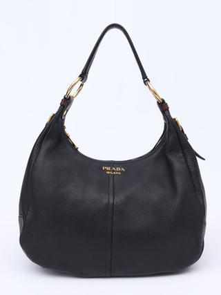 Bolsa Prada Black Cervo Lux Leather Hobo