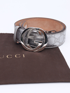 Cinto Gucci Interlocking GG Buckle Silver Tam 80 - comprar online