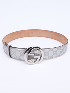 Cinto Gucci Interlocking GG Buckle Silver Tam 80 na internet