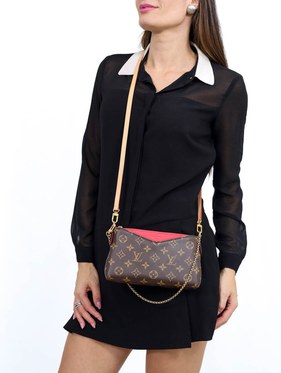 Bolsa Louis Vuitton Monogram Pallas Clutch Noir Canvas