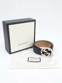Cinto Gucci Interlocking Preto - TAM 95 - loja online