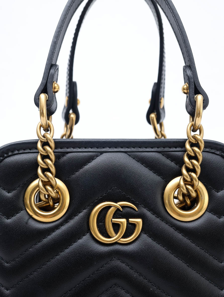 Bolsa Gucci GG Marmont Matelasse Preta Paris Brecho