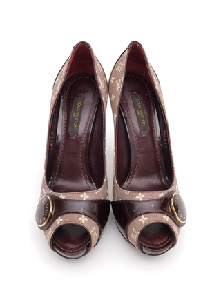 Sapato Louis Vuitton Peep Toe Vinho - 34 BRA - comprar online
