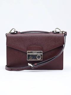 Prada Saffiano Small Sound Crossbody Vinho