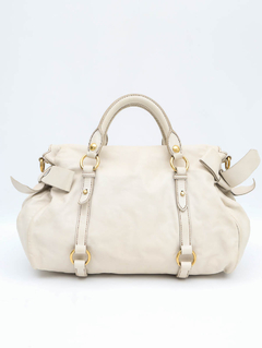 Bolsa Miu Miu White Vitello Lux Bow - Paris Brechó