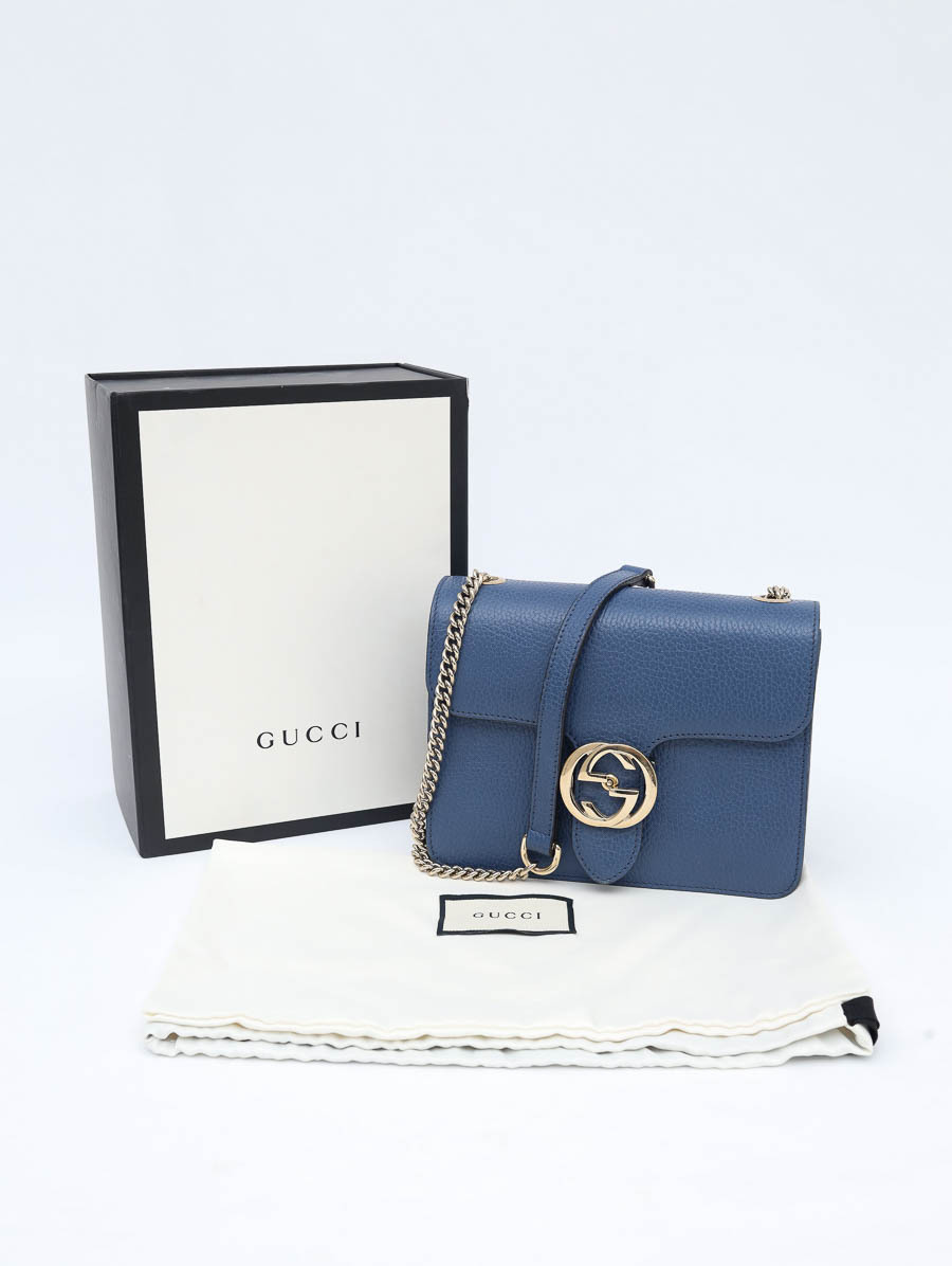 Bolsa Gucci Interlocking Medium Azul Paris Brecho