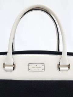 Bolsa Kate Spade Medium Black White Leather - Paris Brechó