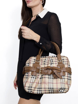 Bolsa Burberry Top Handle Satchel Haymarket - comprar online