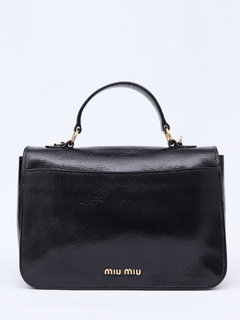 Bolsa Miu Miu Push Lock Flap Top Handle Preta - loja online