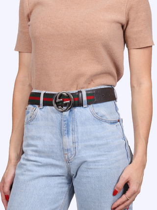 Cinto Gucci Web Interlocking GG - TAM 95 - comprar online