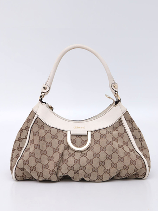 Bolsa Gucci Beige/White GG Canvas Abbey Hobo