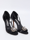 Sapato Manolo Blahnik Cetim Preto c/ Pedras - 35 BRA - comprar online