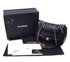 Bolsa Chanel Original Black Puffy Lambskin Flap