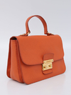 Bolsa Miu Miu Push Lock Flap Top Handle Laranja - Paris Brechó