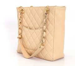 Bolsa Chanel Beige Quilted Caviar Leather Petite Shopping Tote na internet