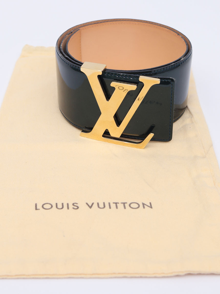Cinto Louis Vuitton Preto Com Detalhes Verde