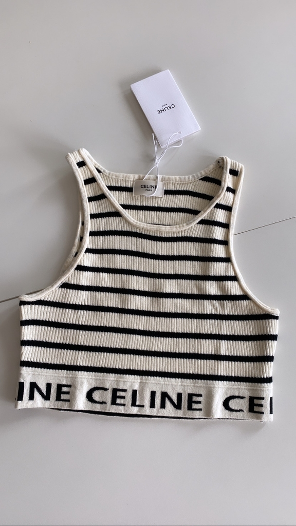 Women's Striped sports bra in athletic knit, CELINE