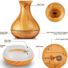 Imagen de Humidificador Aromatizador Simil Madera Control Remoto 400 ml